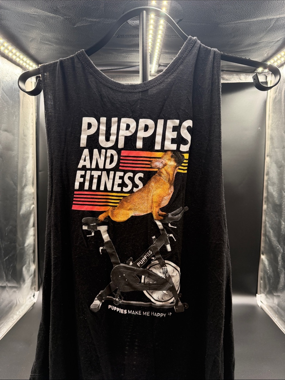 Puppies and Fitness Black Graphic Dog Tank Top